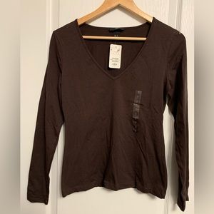 H&M Casual Long Sleeve Tee in Brown - Size S